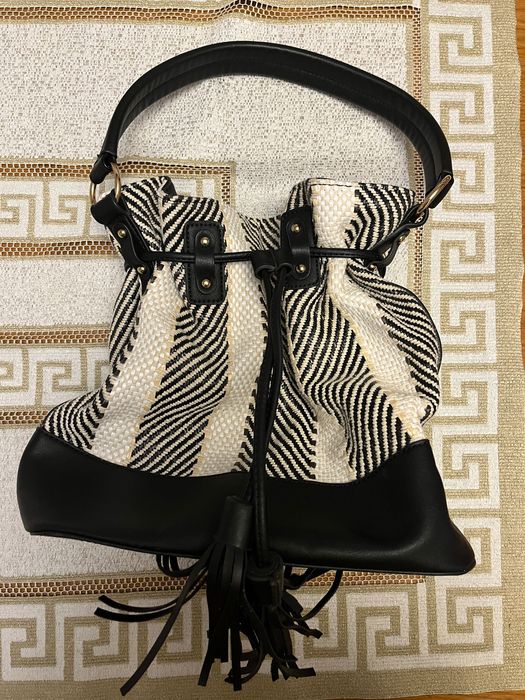 Torebka, worek etniczna czarno biała