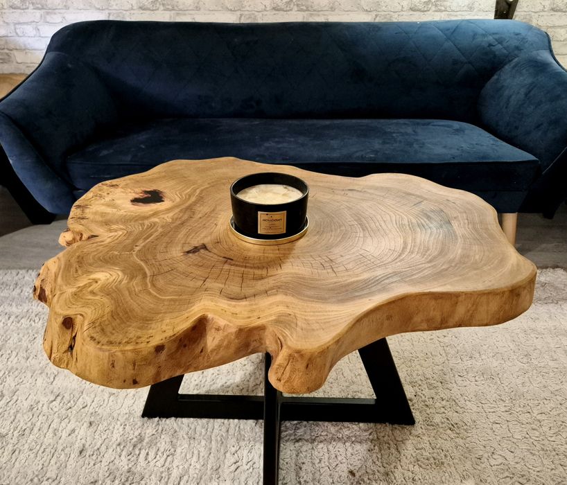 Stolik kawowy 77x63cm PIĘKNY OKAZ live edge plaster drewna