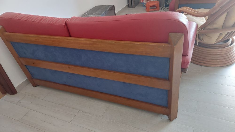 Conjunto de 3 sofás em pele