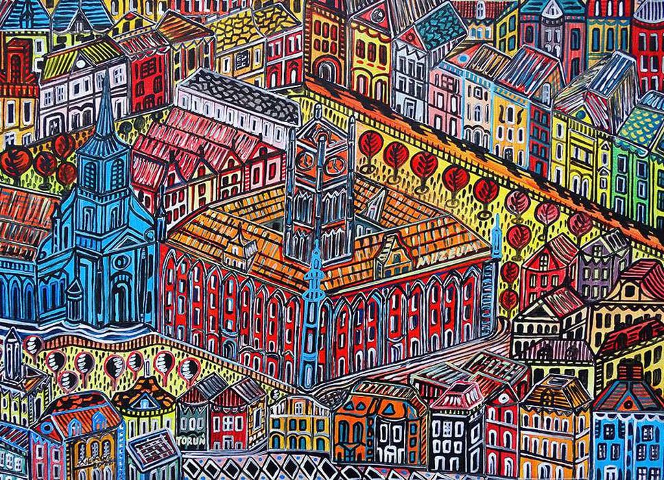 KoneserSztuki_pl TORUN 70x50 cm obraz jak Nikifor, Dwurnik