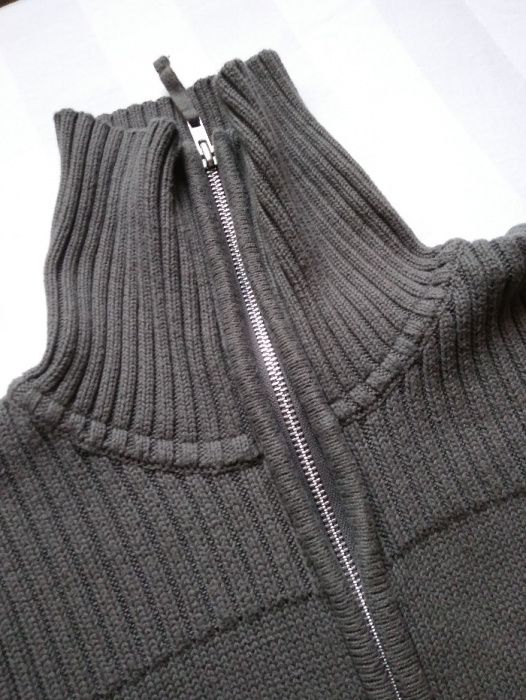 M&S Khaki Super sweter bluza golf Kardigan Bawełna zielony M L