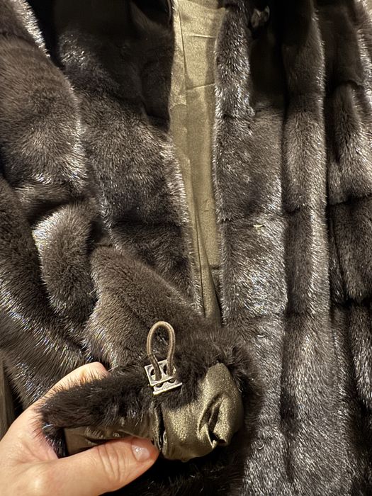 Шуба из натурального меха норки, трансформер 90 см с капюшоном