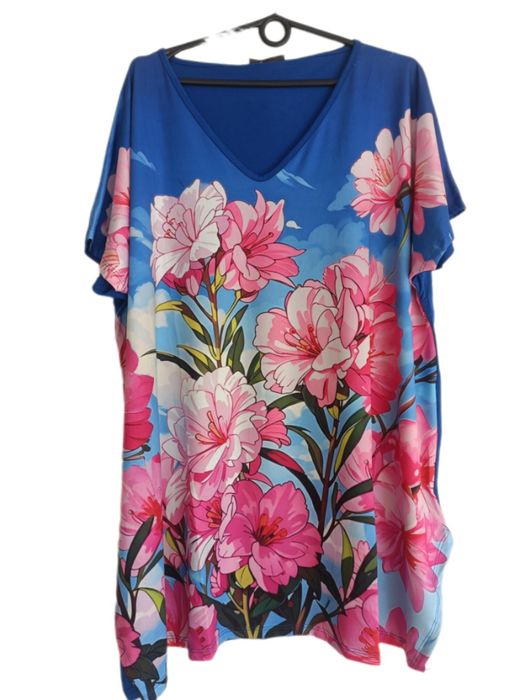 Bluzka plus size tunika duży rozmiar kwiaty 50/52/54/56