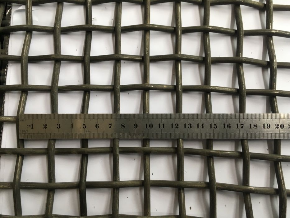 Сито на грохот, сетка рифлёная, канилированная с квадратными ячейками.