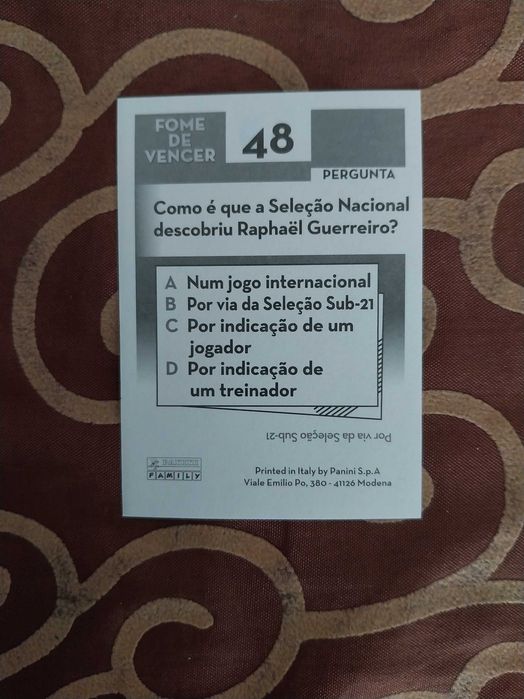Raphael Guerreiro, nº48, coleção Fome de Vencer, Seleção Portuguesa, raro, edição limitada