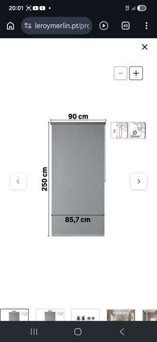 Estore screen cinza claro 0,9 x 2,5 m