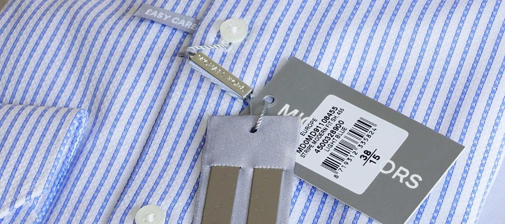 Michael Kors  koszula S/M 38 non iron 2-ply biała prążek ck stenstroms
