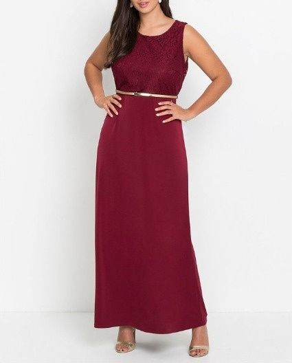B.P.C. sukienka długa bordowa z koronką r.40