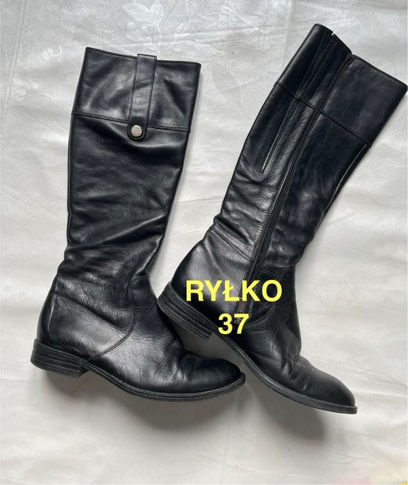 Ryłko kozaki skórzane z logo oficerki 37 czarne