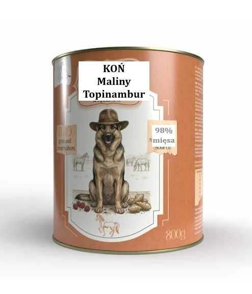 Karma monobiałkowa dla psa konina z maliną puszka 800g 10szt