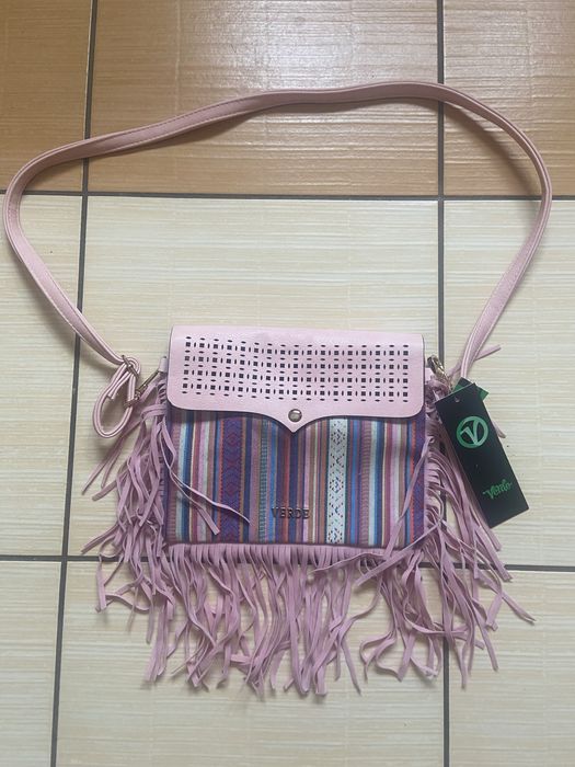 Torebka z frędzlami różowa