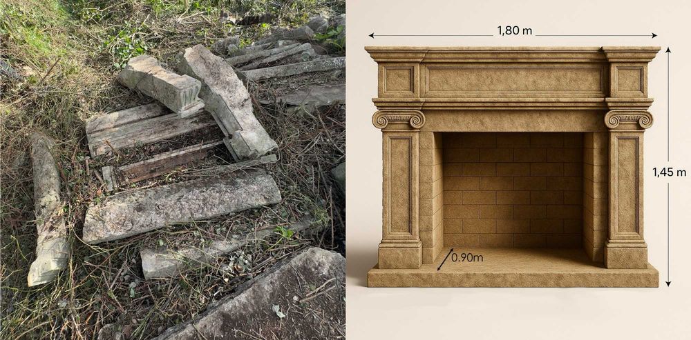 Lareira Monumental em Pedra do Século XVII – Coleção Azularte
