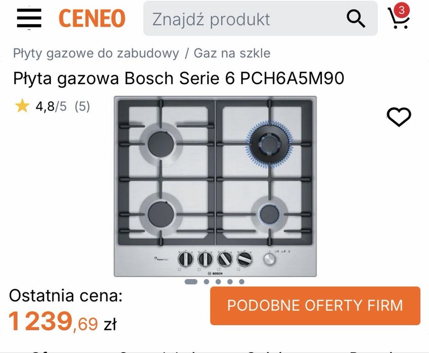 Płyta gazowa Bosch Serie 6 PCH6A5M90