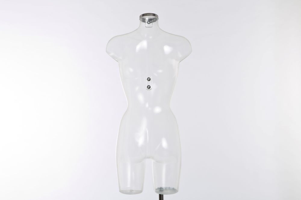 Busto feminino, plástico, transparente