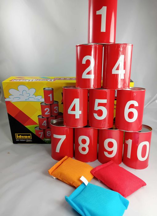 Gra zręcznościowa puszki czerwone mix - BS Toys