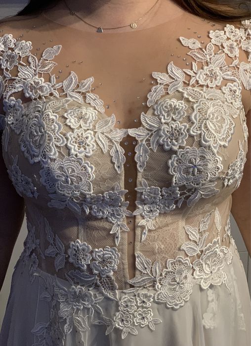 Suknia ślubna, muślinowy dół