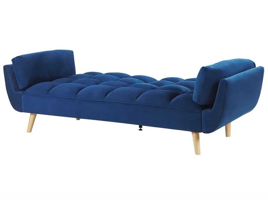 Sofa rozkładana dla 3 osób ASBY Welur Granatowy Beliani