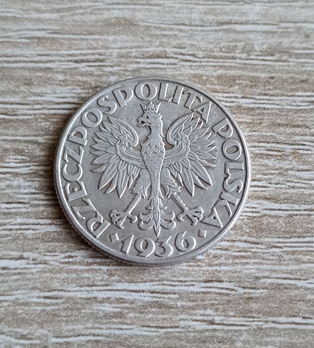 Moneta 2 zł 1936, żaglowiec, srebro