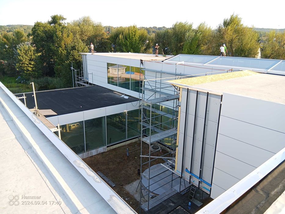 Dachy Płaskie, membrana, Blachodachówka,  tarasy, garaże, hale przemys