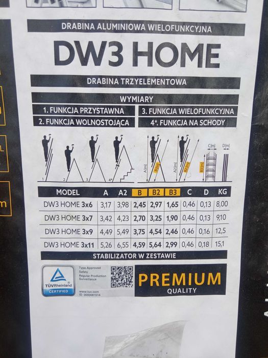 drabina aluminiowa 3x9 stopni,nowa