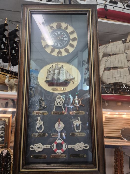 Zegar z węzłami za szkłem