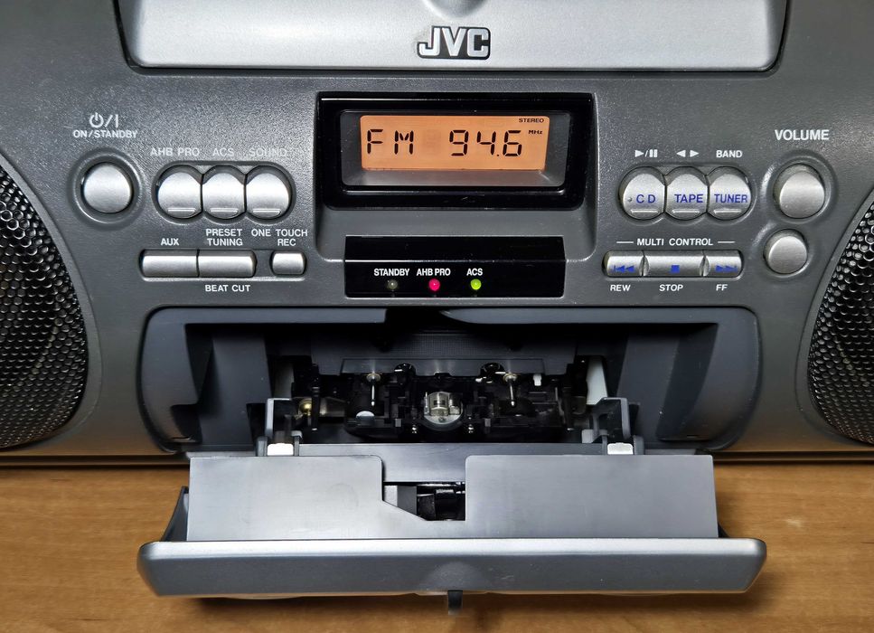 Radiomagnetofon CD Boombox JVC RV-B55 Japonia '99 vintage Oborniki • OLX.pl