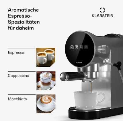 Еспрессо-машина Klarstein Furore з нержавіючої сталі компактна 20 бар