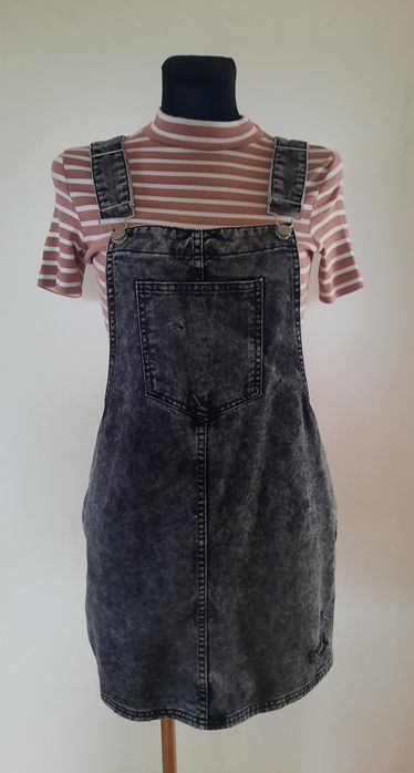 Sukienka ogrodniczka jeans Cropp szara,grafit