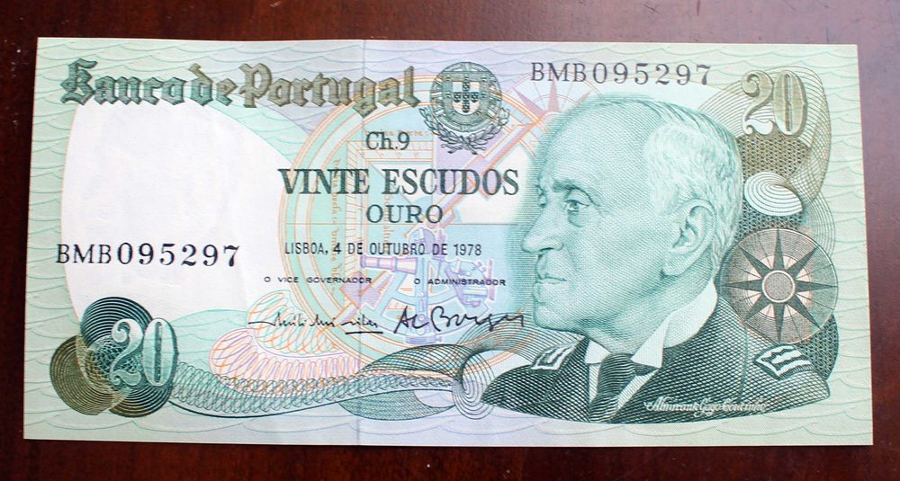 5 Notas de Escudos do ano de 1964 a 1989