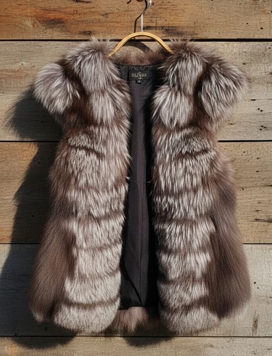 Натуральна безрукавка з чорнобурки