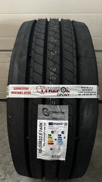 1130netto Mocna opona SAUCERMAN 385/55 R22.5 PRZÓD/NACZEPA SSL122