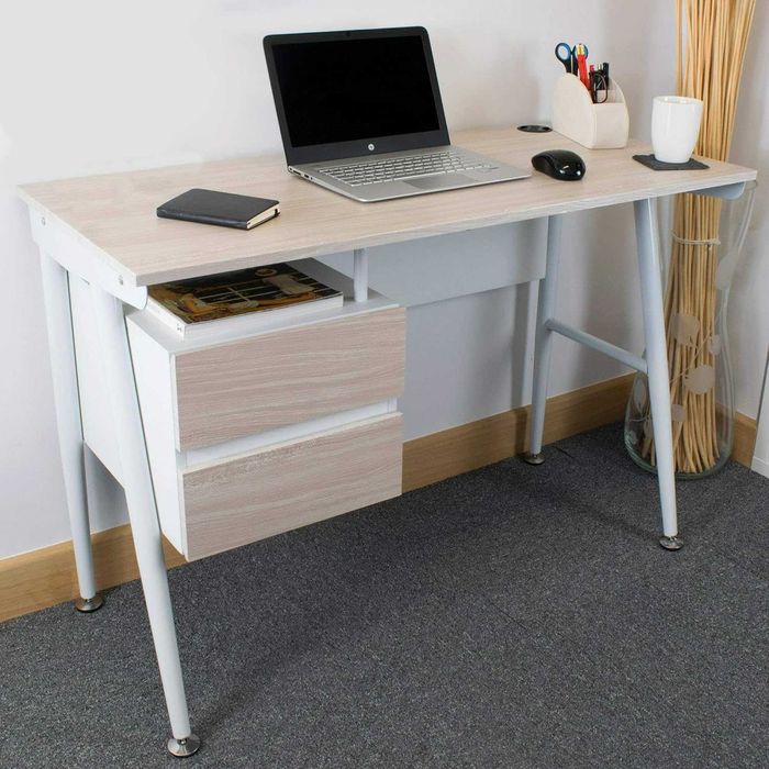 Biurko 110 cm szer z 2 szufladami i systemem zarządzania