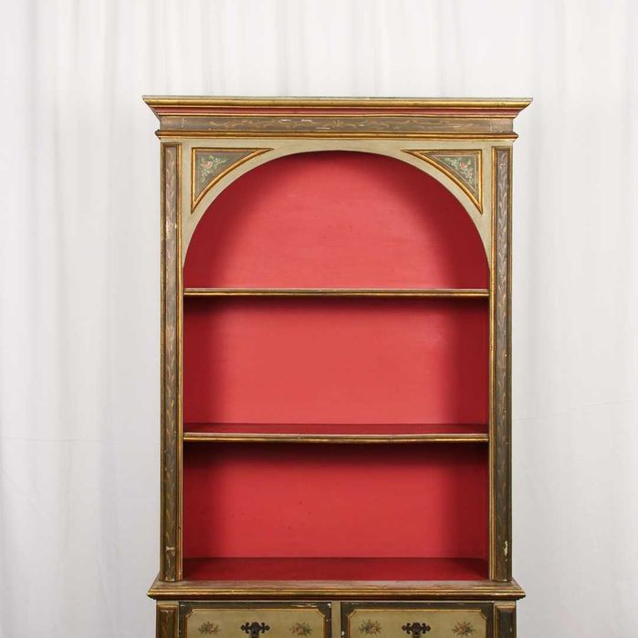 Móvel louceiro rústico em madeira pintada à mão