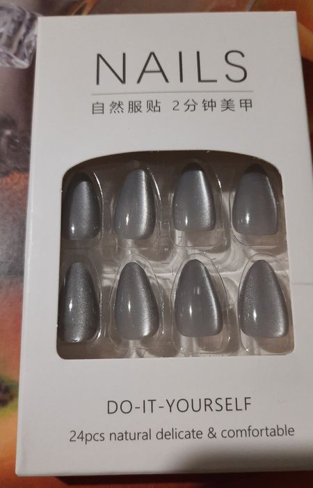 Накладные ногти  кошачий глаз и браслет камни+ подарок лак