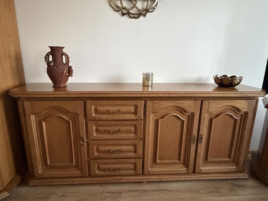 Zestaw mebli drewnianych  dębowych stan dobry+  Lampa gratis !