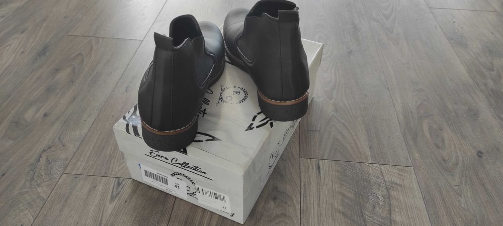 Skórzane buty Sztyblety męskie czarne 41