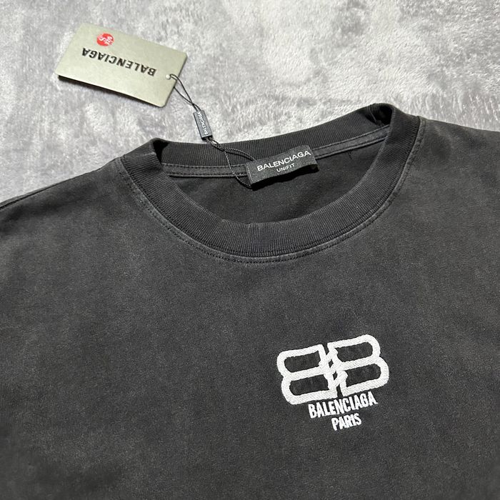 Футболка BALENCIAGA BB Paris Logo-Embroidered Organic  S M L
