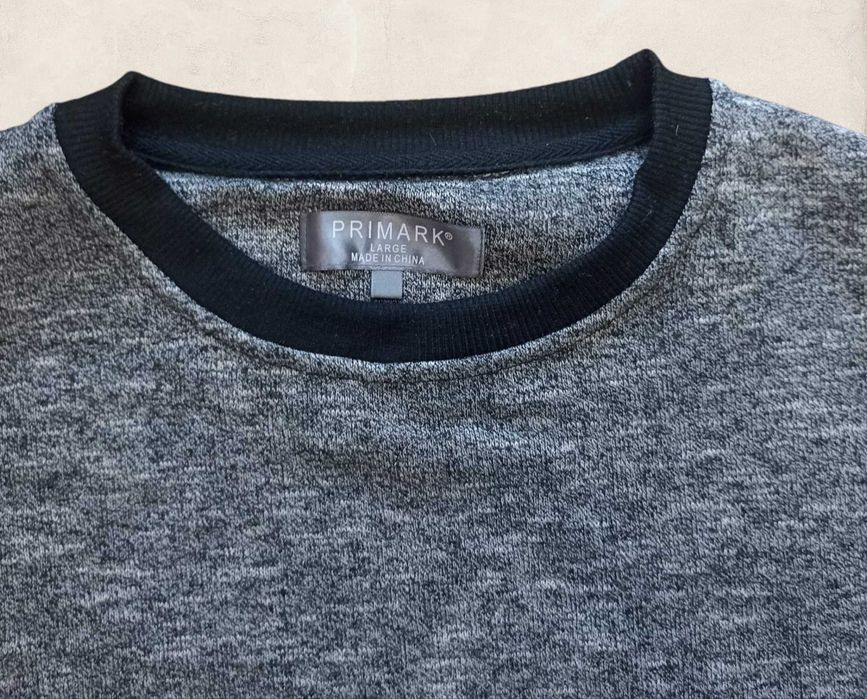 Primark szara bluza z czarnymi wstawkami, przyjemna w dotyku L basic