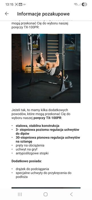 Drążek stacjonarny do podciagania