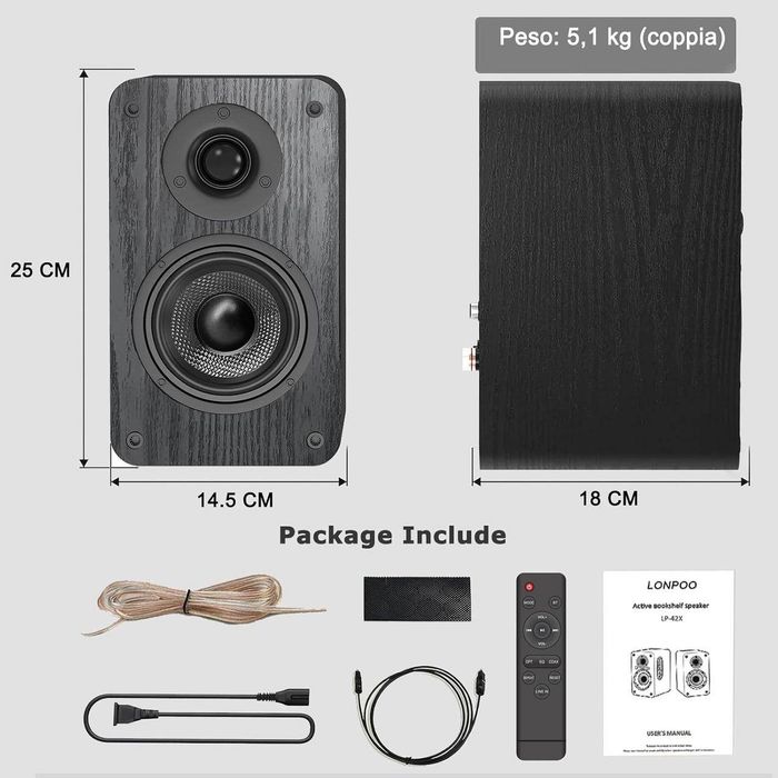 Колонки LONPOO LP-42X з Bluetooth 100 Вт, Hi-Fi звук, USB/HDMI ARC