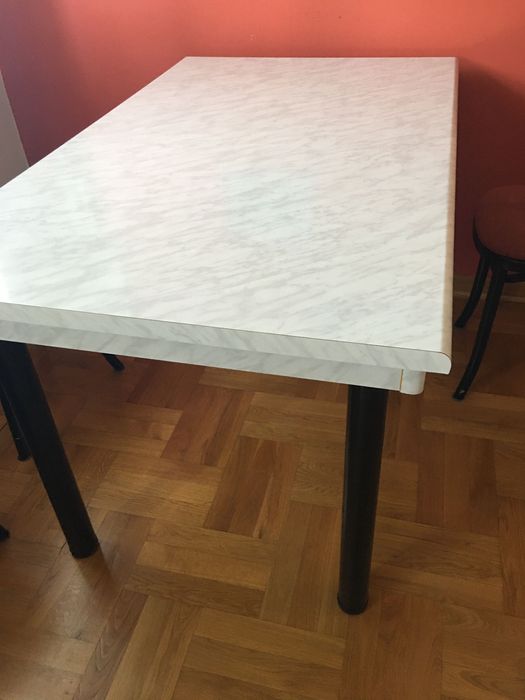 solidny stół kuchenny, szaro-biały 130/80cm
