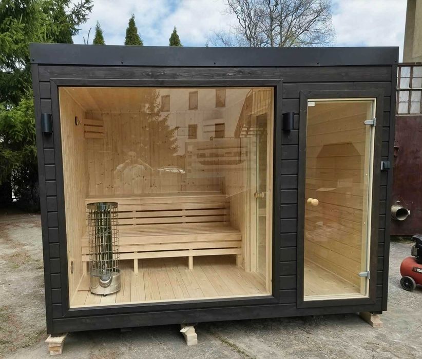 Sauna Ogrodowa Olaya 5 3,2x2,3m Witryna + Piec + Ocieplona