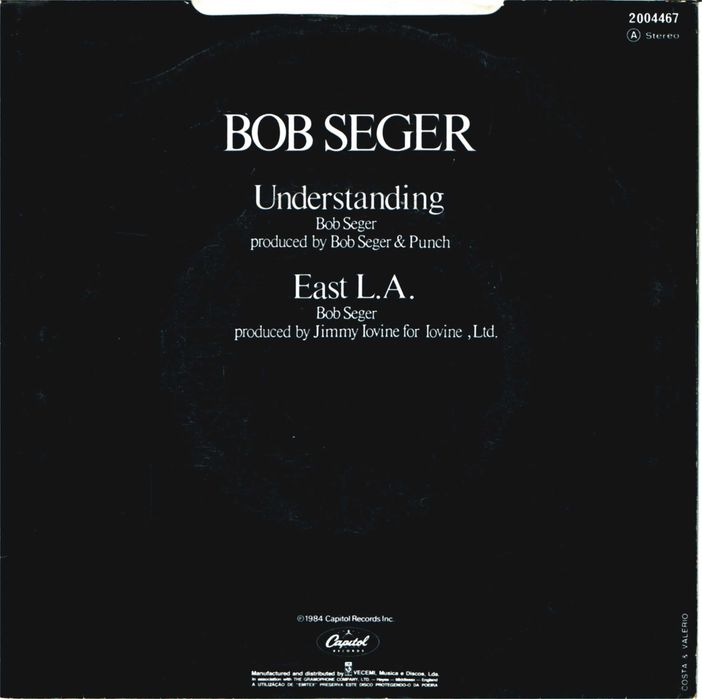 Bob Seger & The Silver Bullet Band - Understanding 7in 1984   Portugal - CAPITOL
