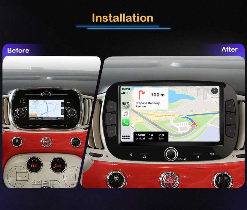 Auto-Rádio 2din Android 14 FIAT 500 Series 07/19