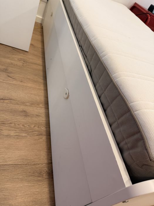 SLÄKT Estr cama c/cama-gavet+arrumação, branco, 90x200 cm