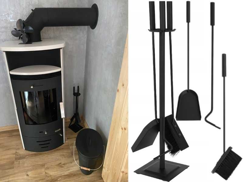 Zestaw Kominkowy Przybory Do Kominka Szufelka Zmiotka Pogrzebacz 3x