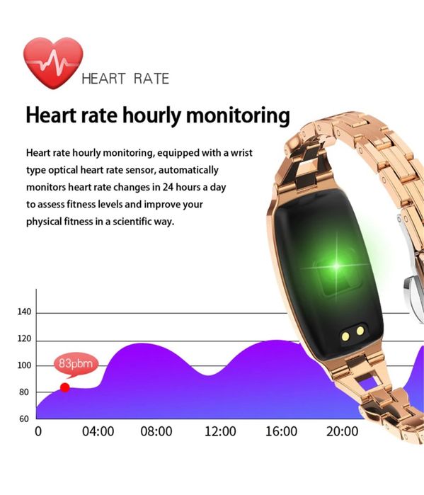 Smartwatch Frequência Cardíaca Relógio para Mulheres, resistente água.