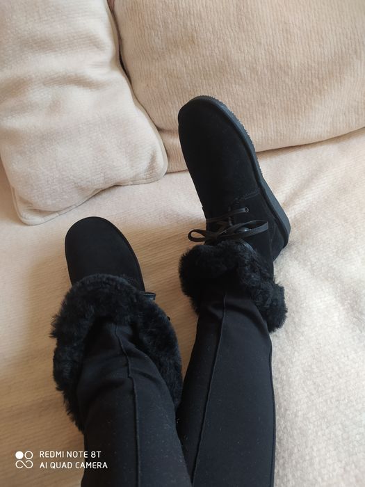 42 /43  27-27,5 cm stopa GOOCE emu wełna skóra naturalna czarne