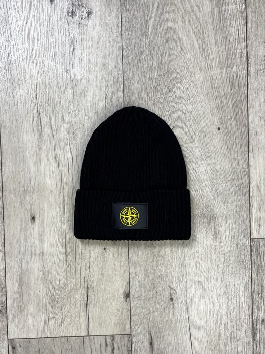 Stone Island шапка S размер вязаная демисезонная черная