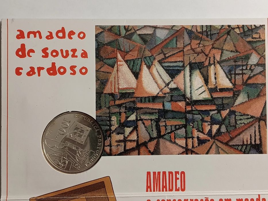 Moeda prata 925 de 100 escudos de 1987.